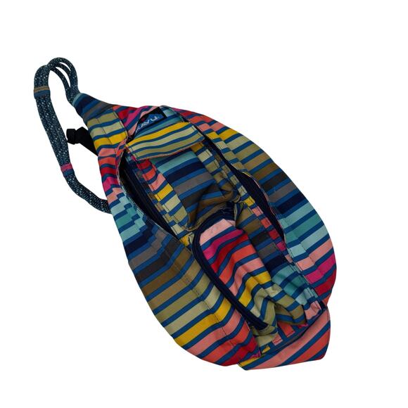 KAVU Rainbow Stripe Sling Bag Rope Outdoor Travel School Hiking Adjustable WEAR - Picture 1 of 10